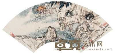 秦剑铭 1976年作 消夏图 扇面 18×50cm